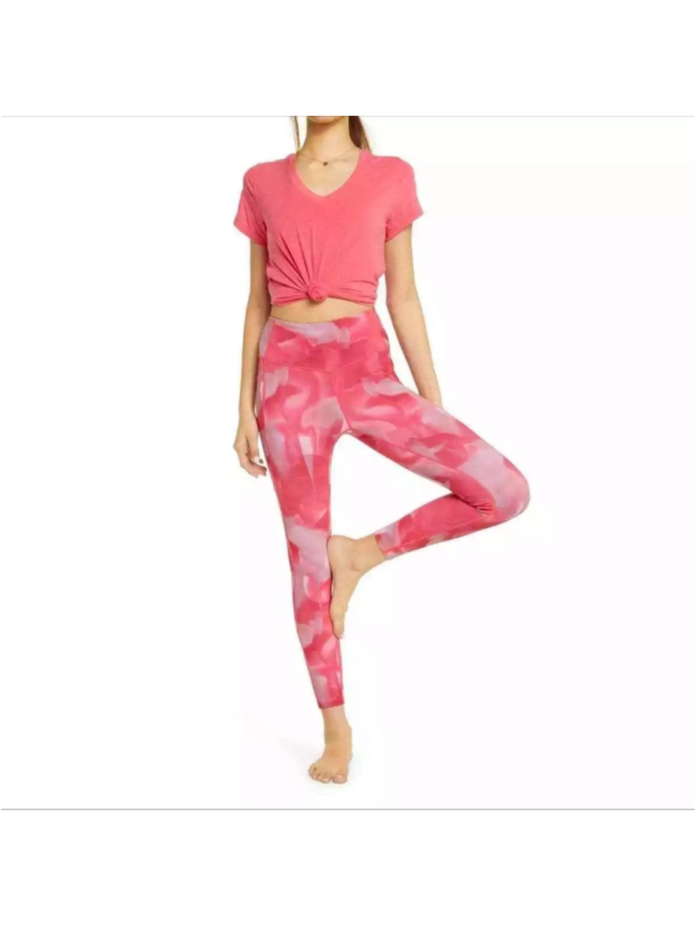 Zella Nordstrom High Waist Leggings Pink Atomic Color Clouds Women's Size S BNWT